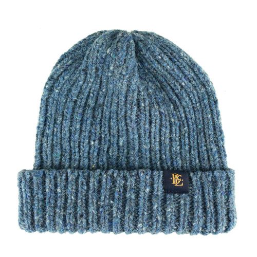 Rib Knit Wool Beanie Hat Denim