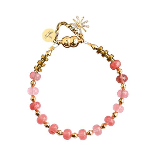 Lily Semi Precious Bracelet Cherry Quartz With Star Flower Pendant
