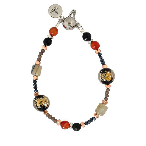 Aries Semi Precious Bracelet With Lampwork Foil Glass
