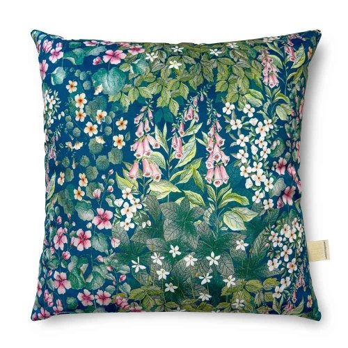 Aldrine Cottage Garden Luxury Velvet Cushion With Feather Filling Teal