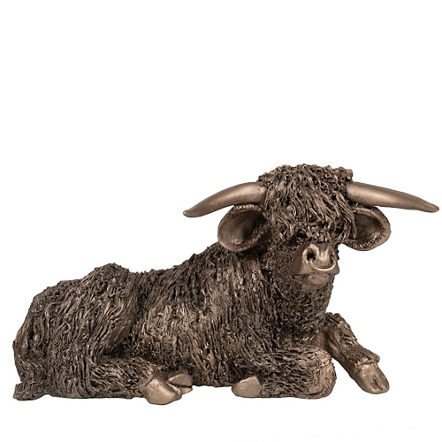 Highland Bull At Rest Cold Cast Bronze Sculpture