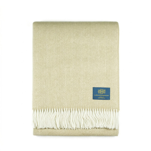 Canterbury Herringbone Merino Wool Throw Cream