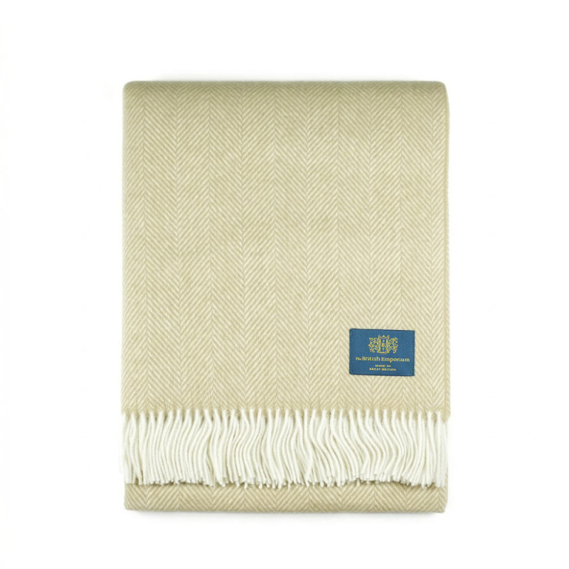 Canterbury Herringbone Merino Wool Throw Cream