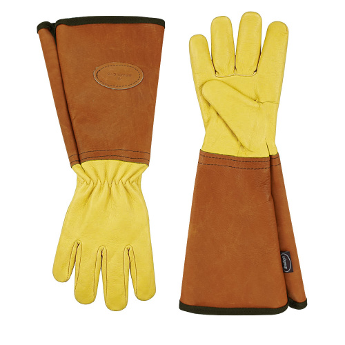Anti Bramble Heritage Tan Gardening Gloves Yellow Leather
