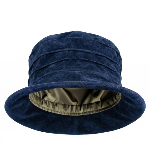 Edith Packable Suede Hat Stormy Indigo