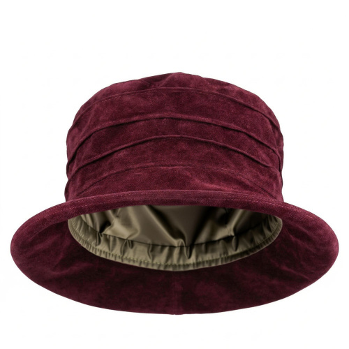 Edith Packable Suede Hat Maroon Drizzle