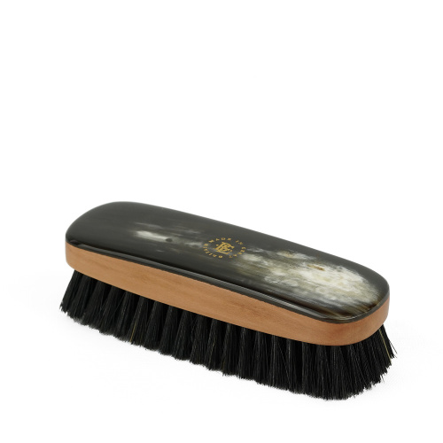 Pearwood Clothes Brush With Polished Ox Horn 13cm
