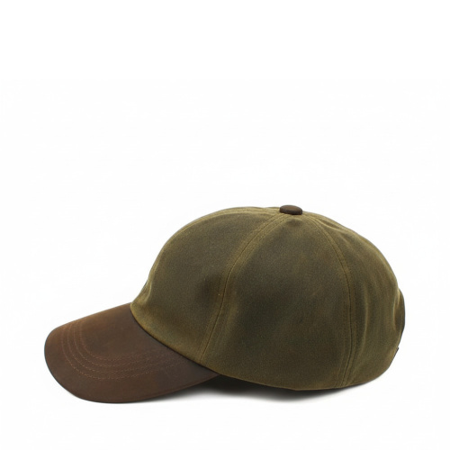 Baseball Cap Waxed With Leather Peak Bronze Olive