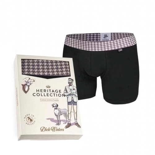 Black Houndstooth Cotton Boxer Shorts