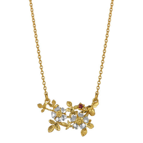 Inline Wild Rose & Bee Ruby Necklace