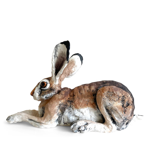 Hunched Hare Ceramic Sculpture