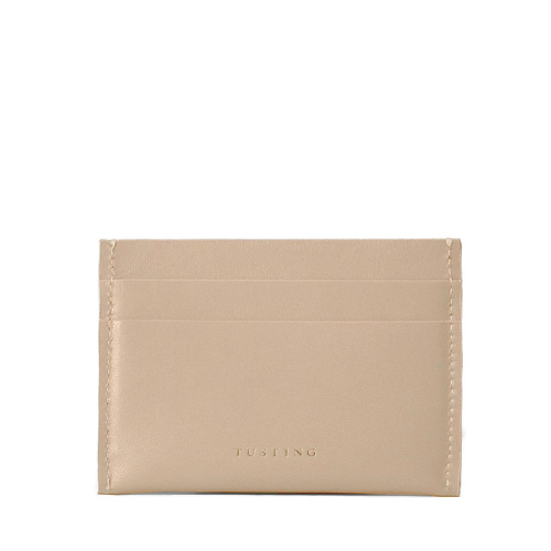 Taupe Leather Credit Card Holder